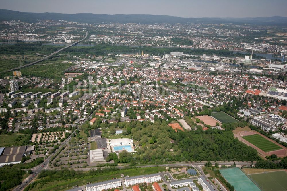 Luftbild Mainz - Stadtteilansicht von Mombach in Mainz im Bundesland Rheinland-Pfalz