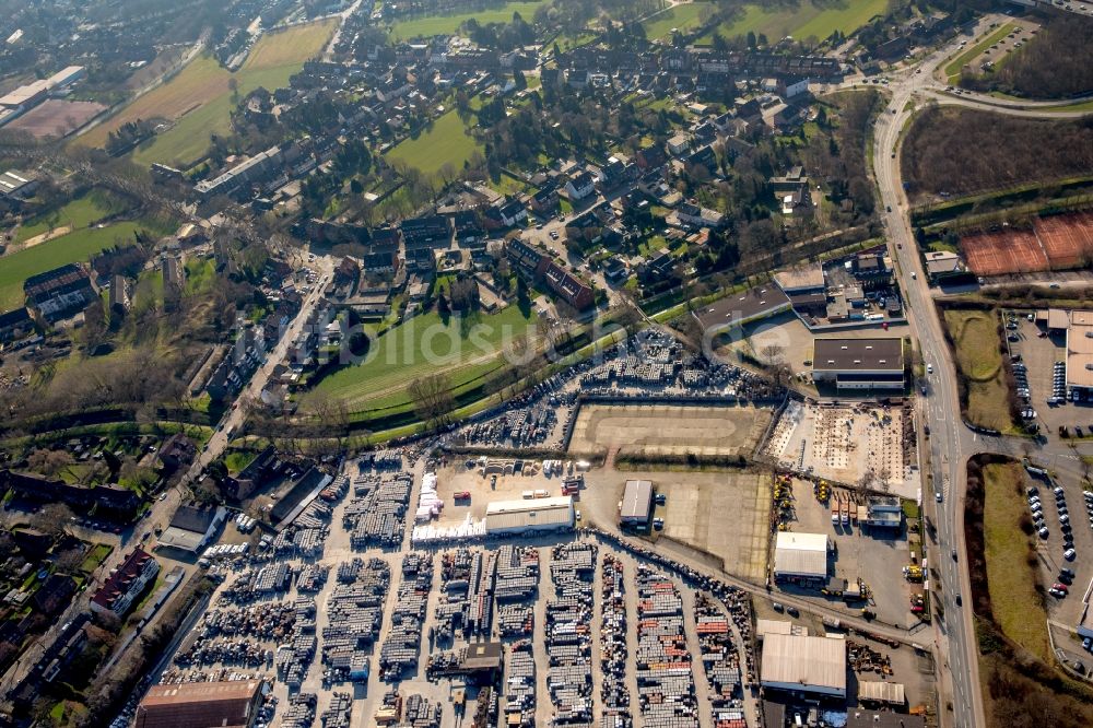 Luftaufnahme Oberhausen - Stadtteilansicht des Nordens von Sterkrade mit einem Baustoffzentrum an der Erlenstraße in Oberhausen im Bundesland Nordrhein-Westfalen