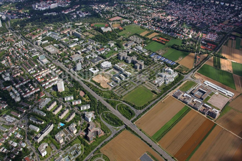 Mainz von oben - Stadtteilansicht von Oberstadt in Mainz im Bundesland Rheinland-Pfalz