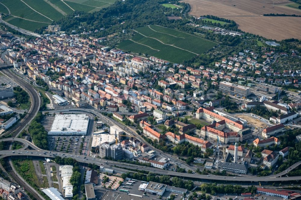 Luftbild Würzburg - Stadtteilansicht im Ortsteil Grombühl in Würzburg im Bundesland Bayern, Deutschland