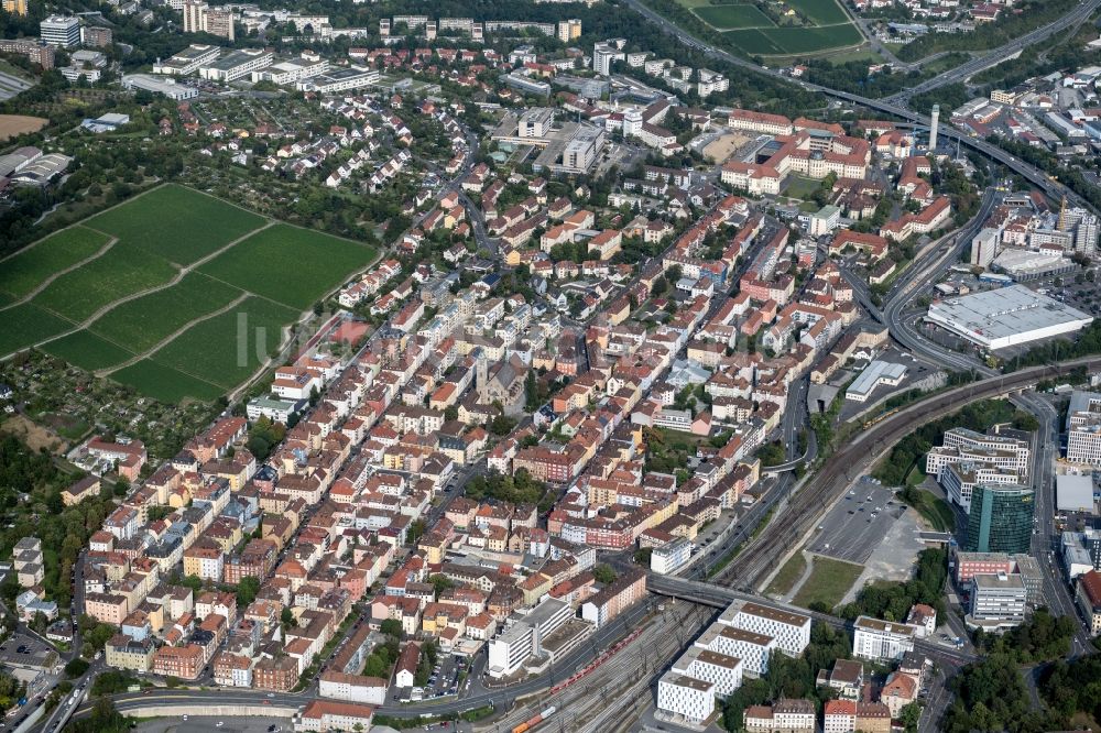 Luftbild Würzburg - Stadtteilansicht im Ortsteil Grombühl in Würzburg im Bundesland Bayern, Deutschland