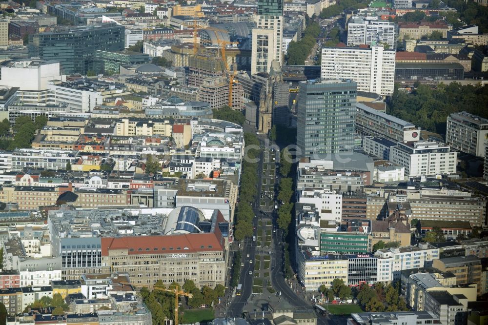 Luftbild Berlin - Stadtteilansicht des Ortsteils Charlottenburg entlang der Tauentzienstraße in Berlin