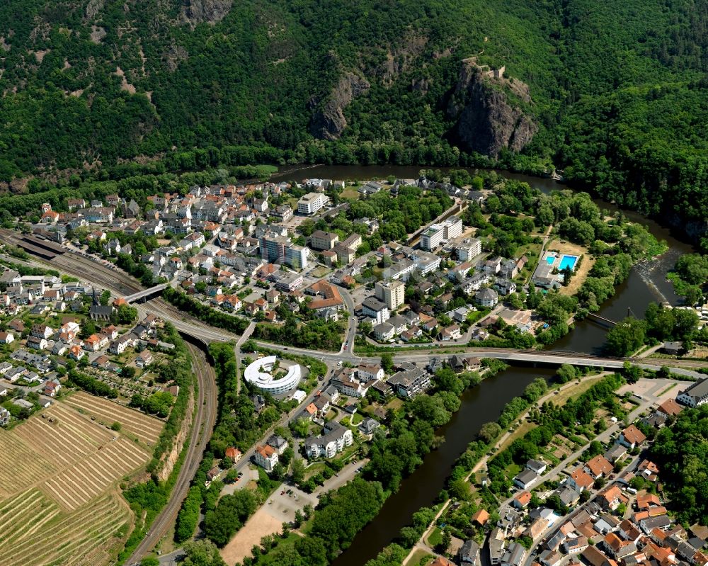 Bad Münster am Stein-Ebernburg aus der Vogelperspektive: Stadtteilansicht des Ostens von Bad Münster am Stein-Ebernburg im Bundesland Rheinland-Pfalz