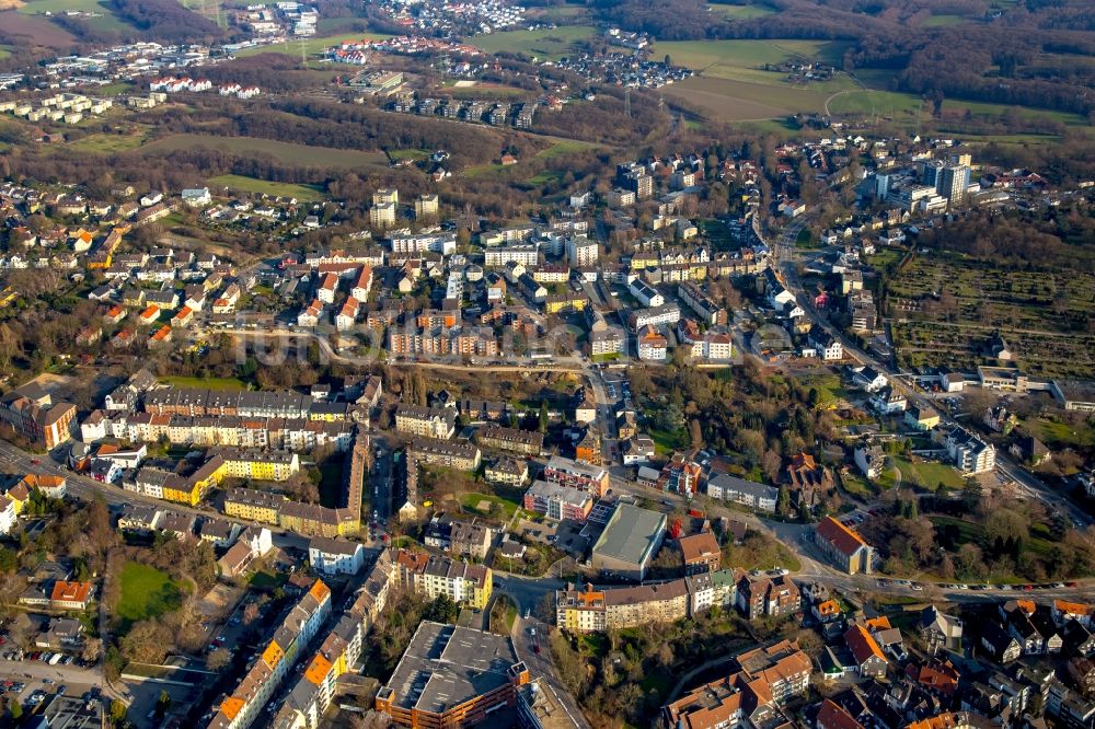 Hattingen von oben - Stadtteilansicht des Ostens von Hattingen im Bundesland Nordrhein-Westfalen