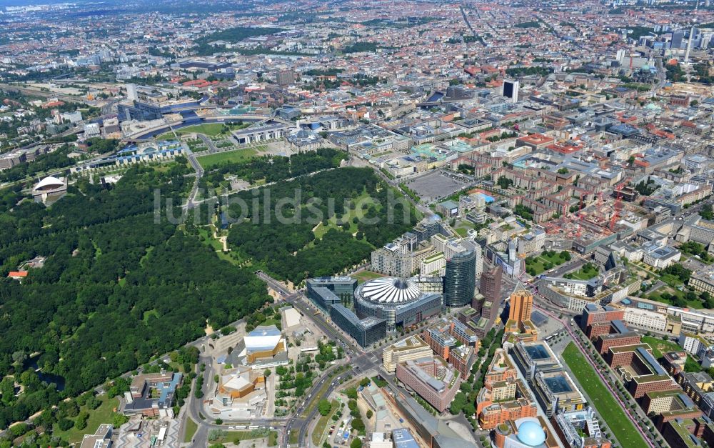 Berlin von oben - Stadtteilansicht Potsdamer Platz im Ortsteil Tiergarten in Berlin