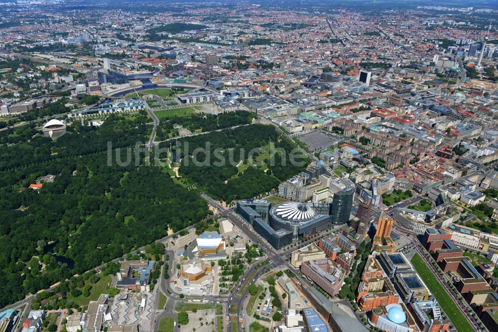 Luftaufnahme Berlin - Stadtteilansicht Potsdamer Platz im Ortsteil Tiergarten in Berlin