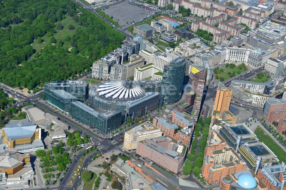 Luftaufnahme Berlin - Stadtteilansicht Potsdamer Platz im Ortsteil Tiergarten in Berlin