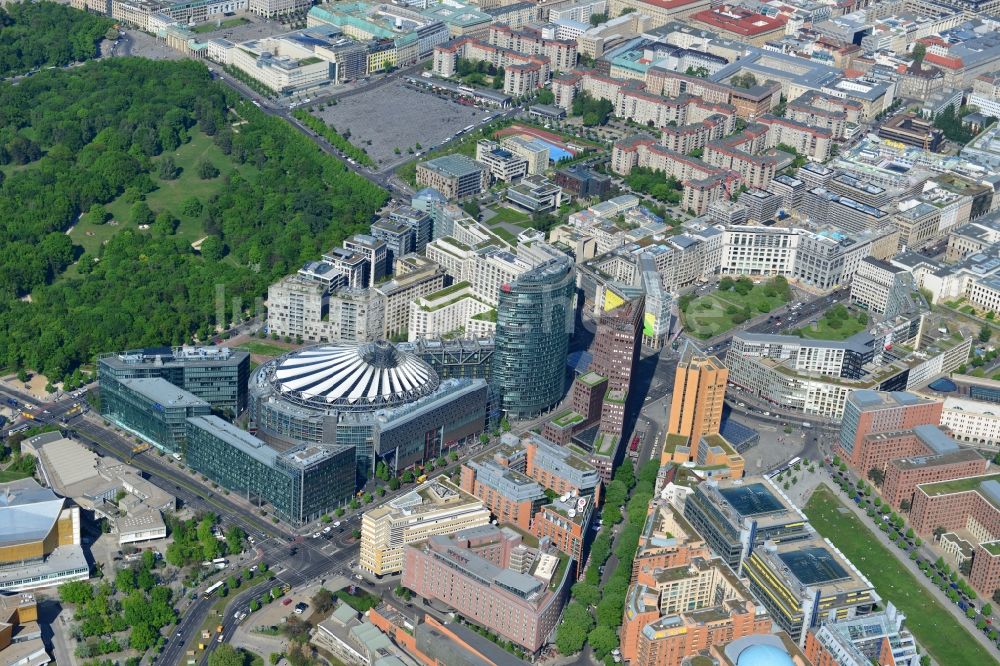 Berlin von oben - Stadtteilansicht Potsdamer Platz im Ortsteil Tiergarten in Berlin