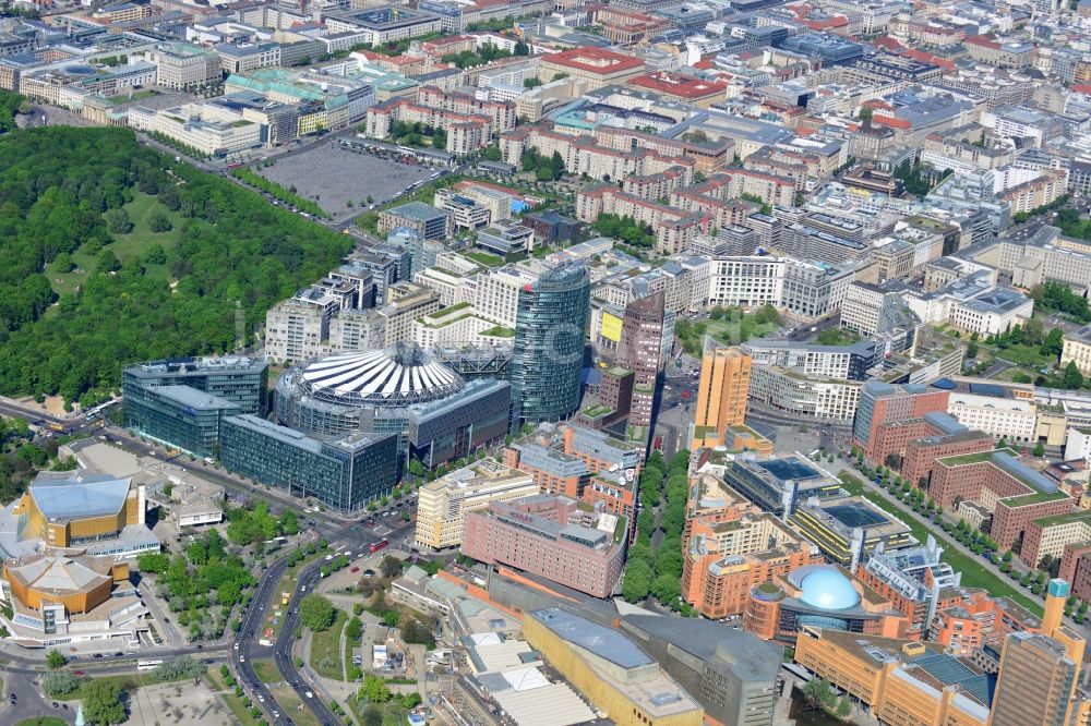 Berlin aus der Vogelperspektive: Stadtteilansicht Potsdamer Platz im Ortsteil Tiergarten in Berlin