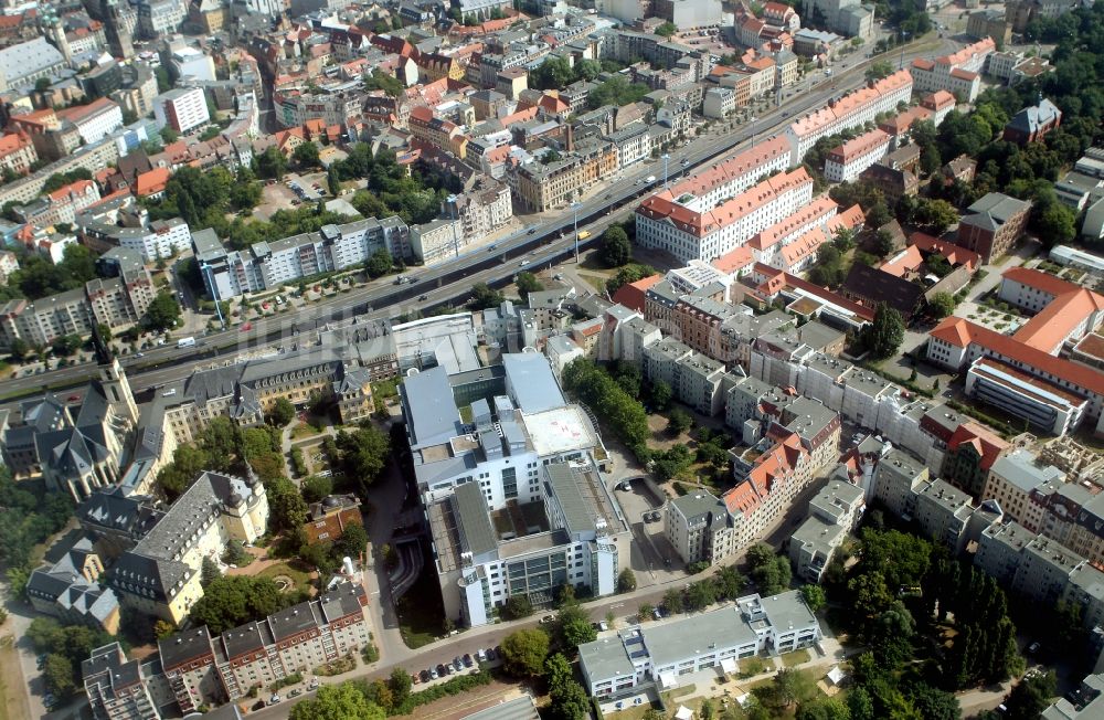 Luftbild Halle ( Saale ) - Stadtteilansicht an der Schnellstraße Waisenhausmauer in Halle ( Saale ) im Bundesland Sachsen-Anhalt