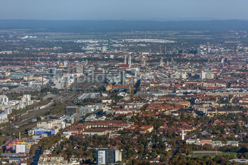 Luftaufnahme München - Stadtteilansicht Schwanthalerhöhe, Ludwigsvorstadt und Altstadt- Zentrum in München im Bundesland Bayern