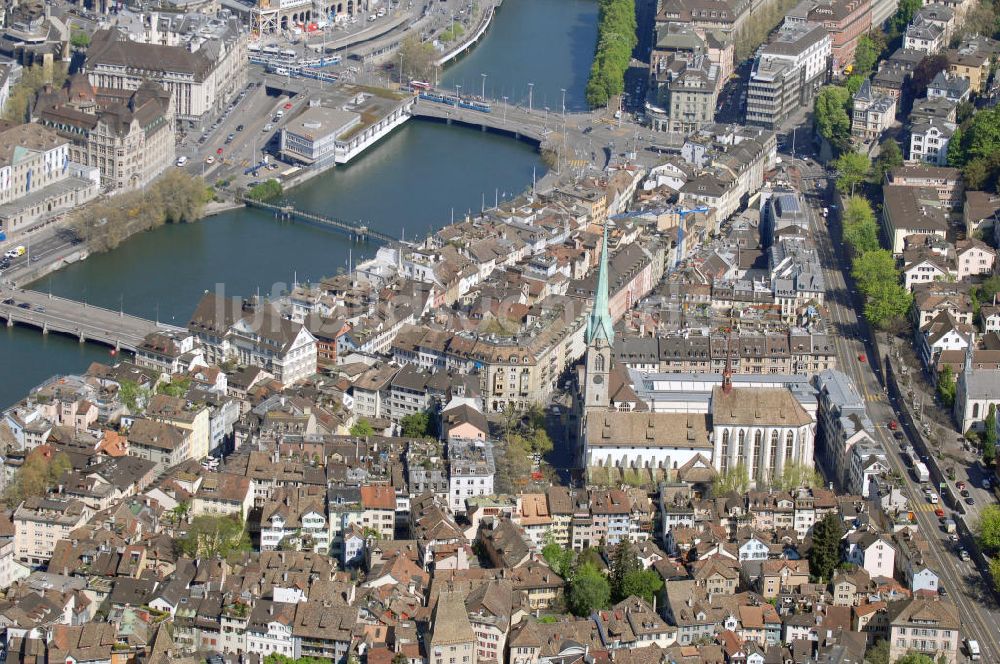 Zürich von oben - Stadtteilansicht vom Stadtkreis Altstadt in Zürich