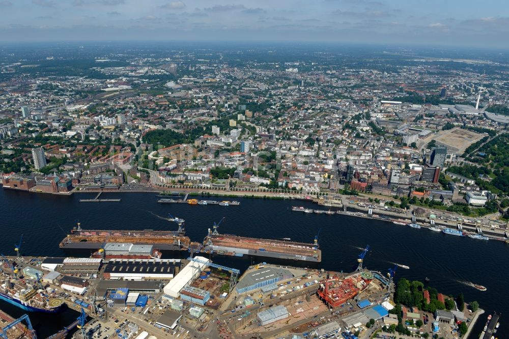 Luftbild Hamburg - Stadtteilansicht des Stadtteils Altona am Nordufer der Elbe in Hamburg