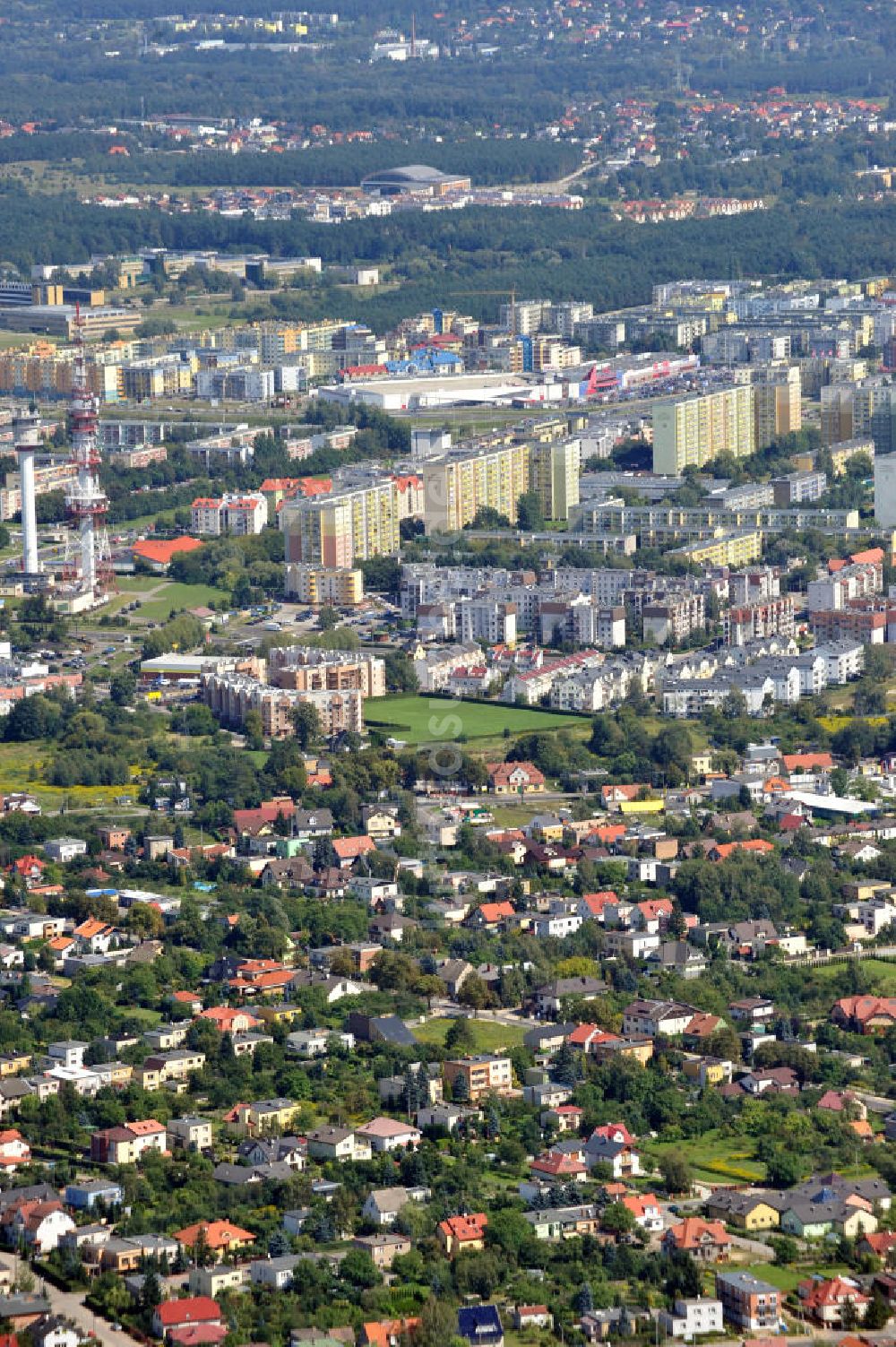 Posen / Poznan aus der Vogelperspektive: Stadtteilansicht von Stare Miasto in Posen, Polen