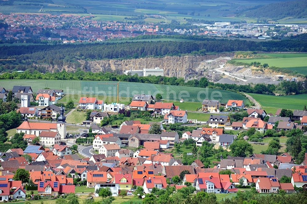 Strahlungen von oben - Stadtteilansicht von Strahlungen in Bayern