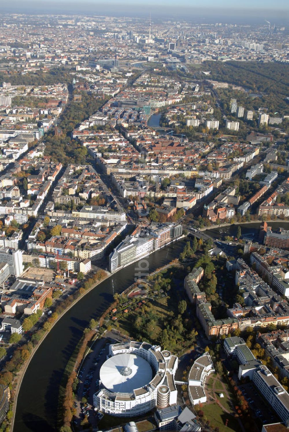 Luftaufnahme Berlin - Stadtteilansicht Tiergarten mit Spreebogen