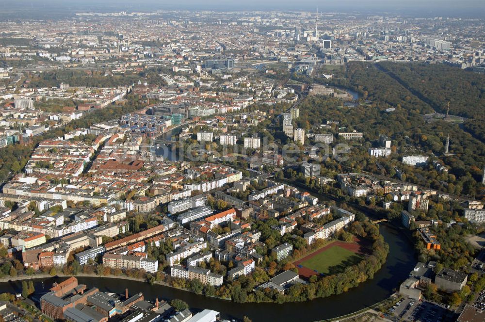 Berlin von oben - Stadtteilansicht Tiergarten mit Spreebogen