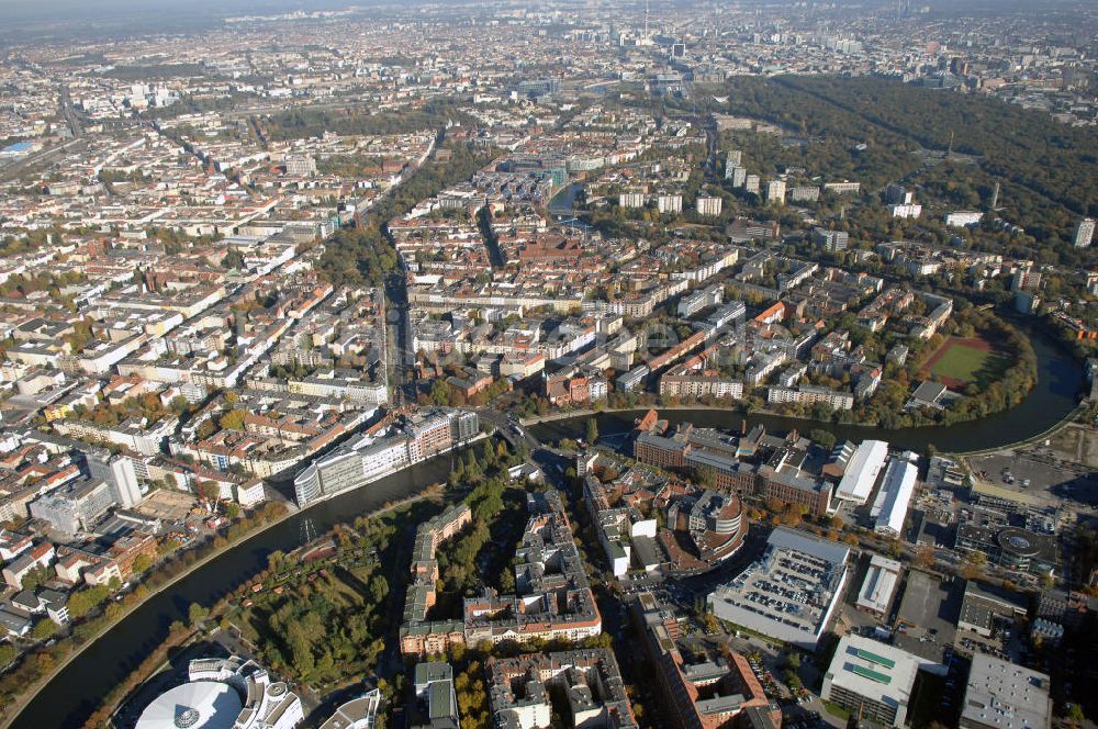 Berlin aus der Vogelperspektive: Stadtteilansicht Tiergarten mit Spreebogen