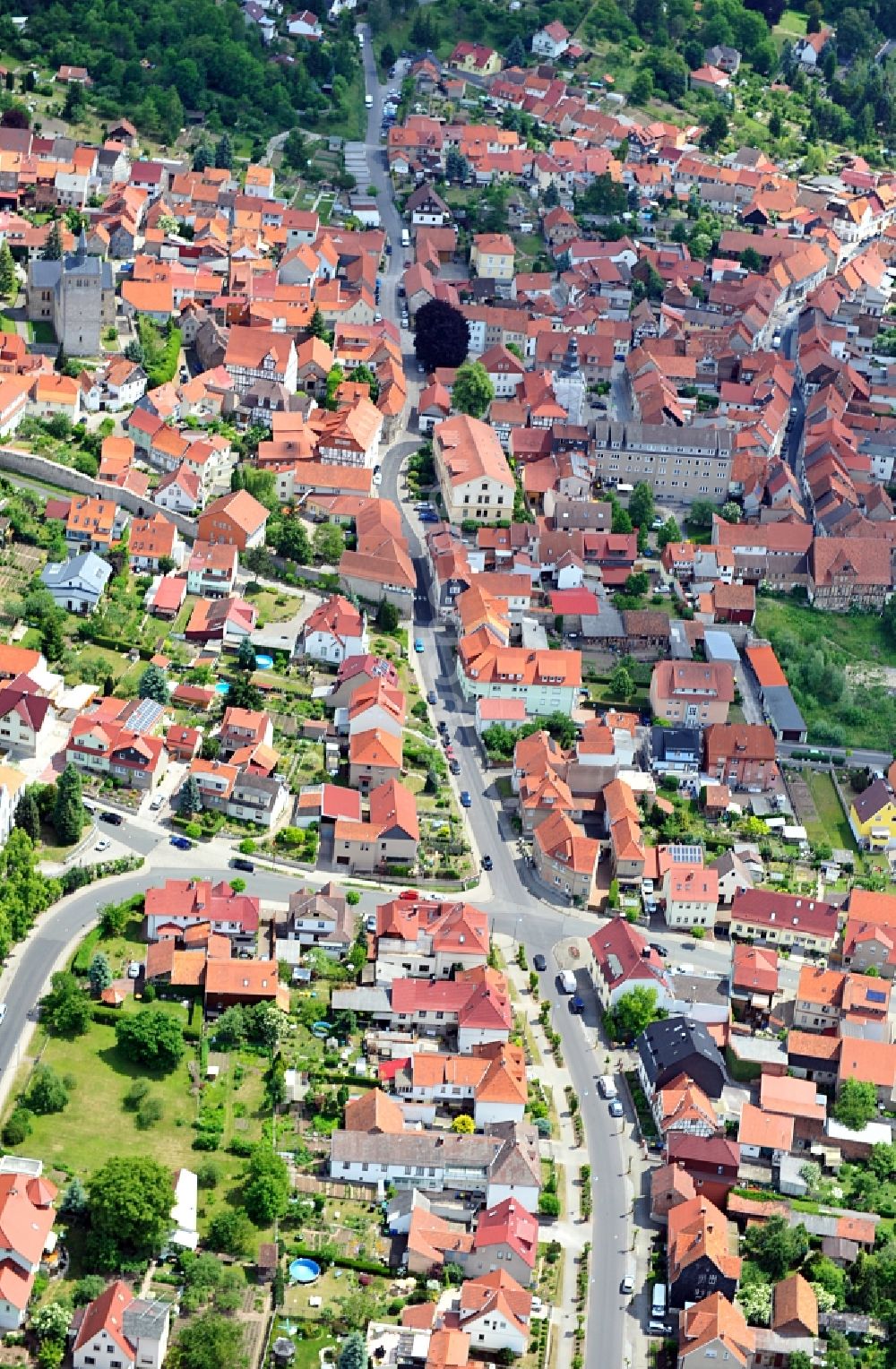 Treffurt von oben - Stadtteilansicht von Treffurt in Thüringen