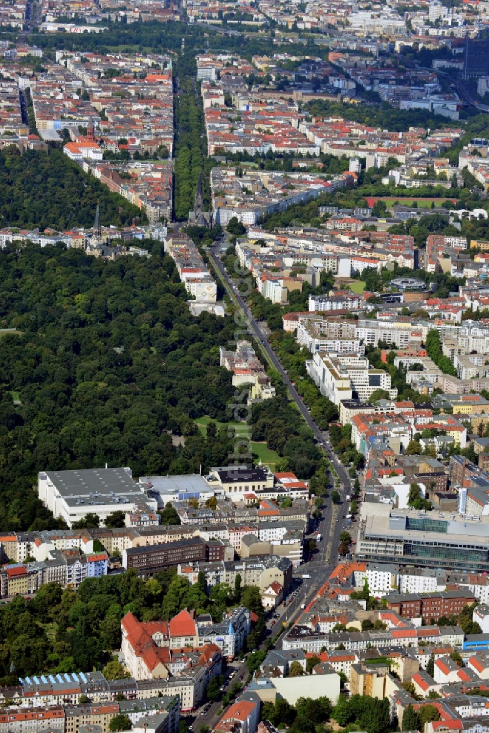 Berlin aus der Vogelperspektive: Stadtteilansicht mit dem Volkspark Hasenheide Neukölln und Kreuzberg