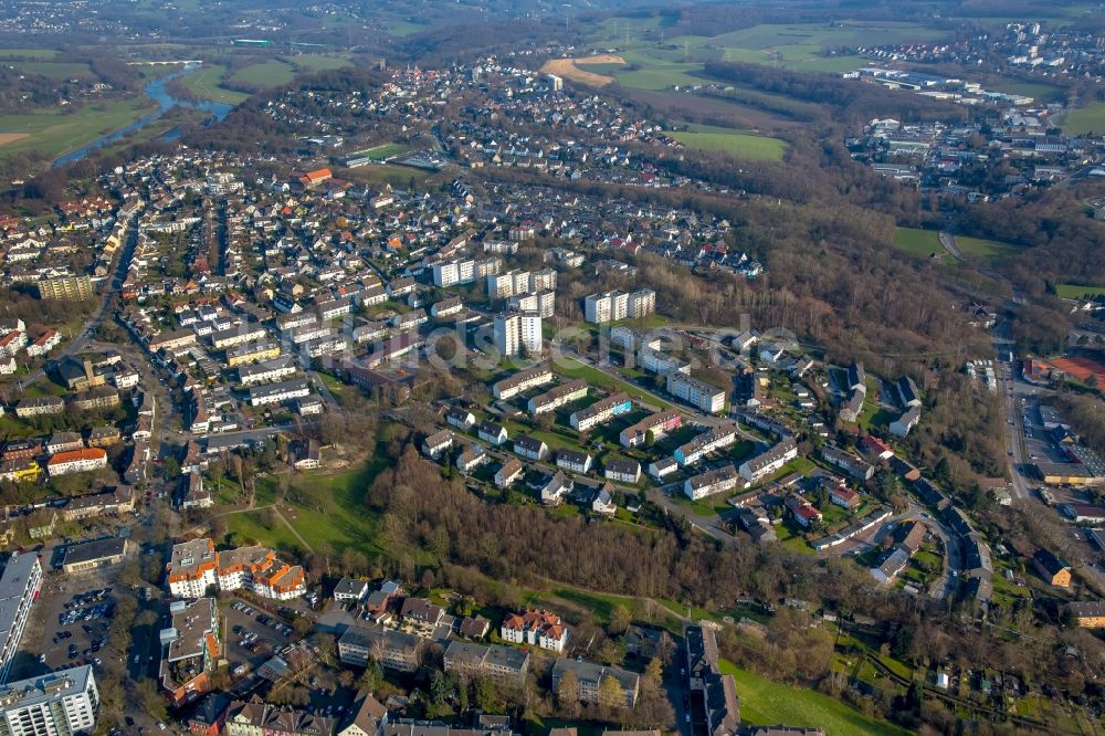 Luftaufnahme Hattingen - Stadtteilansicht von Welper im Norden von Hattingen im Bundesland Nordrhein-Westfalen