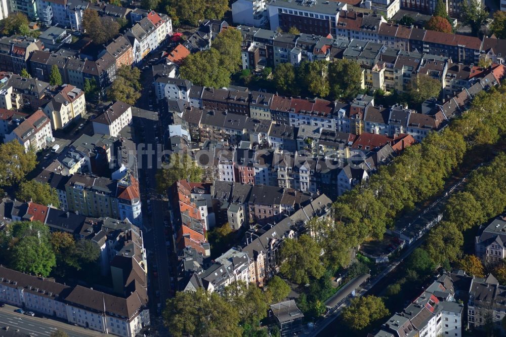 Luftbild Dortmund - Stadtteilansicht eines Wohngebietes mit historischen Wohnhäusern an der Kleinen Beurhausstrasse im Klinikviertel in Dortmund im Bundesland Nordrhein-Westfalen