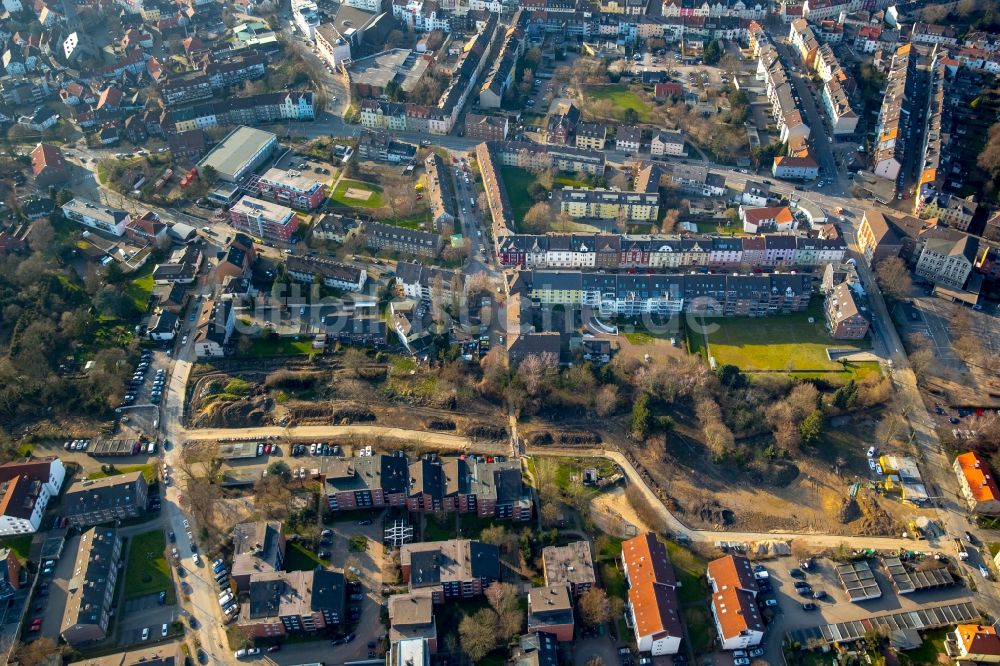 Luftbild Hattingen - Stadtteilansicht des Wohngebietes im Osten der Schulstraße in Hattingen im Bundesland Nordrhein-Westfalen