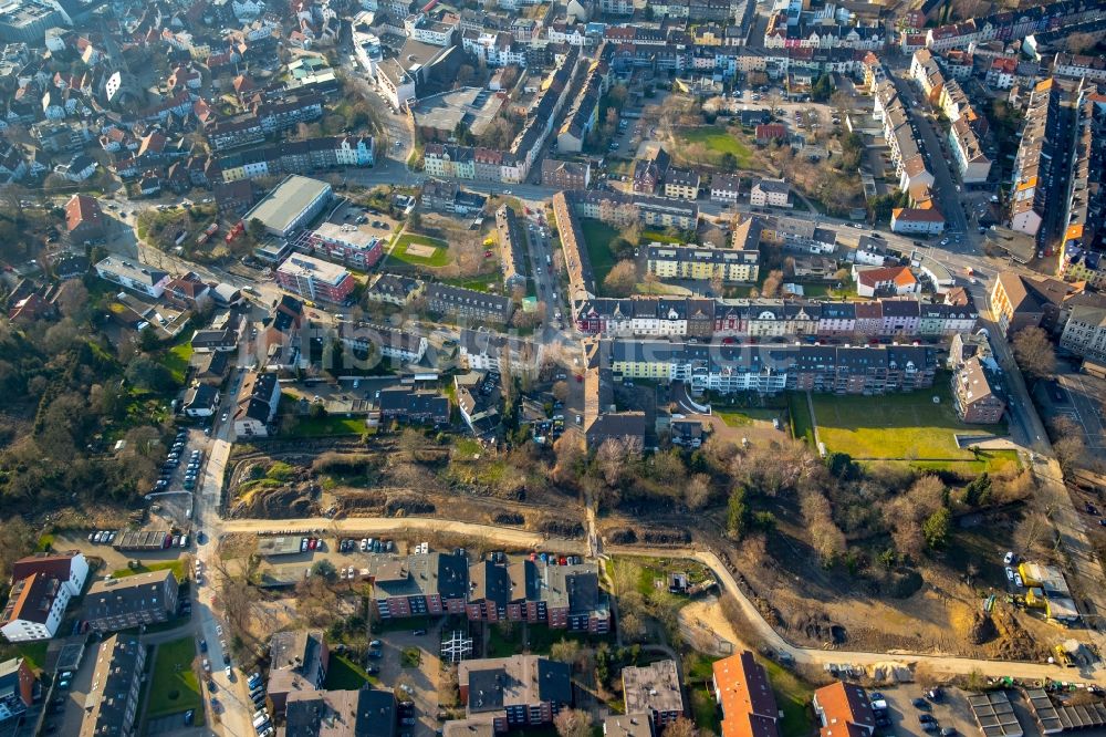 Luftaufnahme Hattingen - Stadtteilansicht des Wohngebietes im Osten der Schulstraße in Hattingen im Bundesland Nordrhein-Westfalen