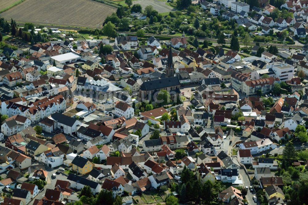 Ober-Roden aus der Vogelperspektive: Stadtteilansicht des Zentrums von Ober-Roden im Bundesland Hessen