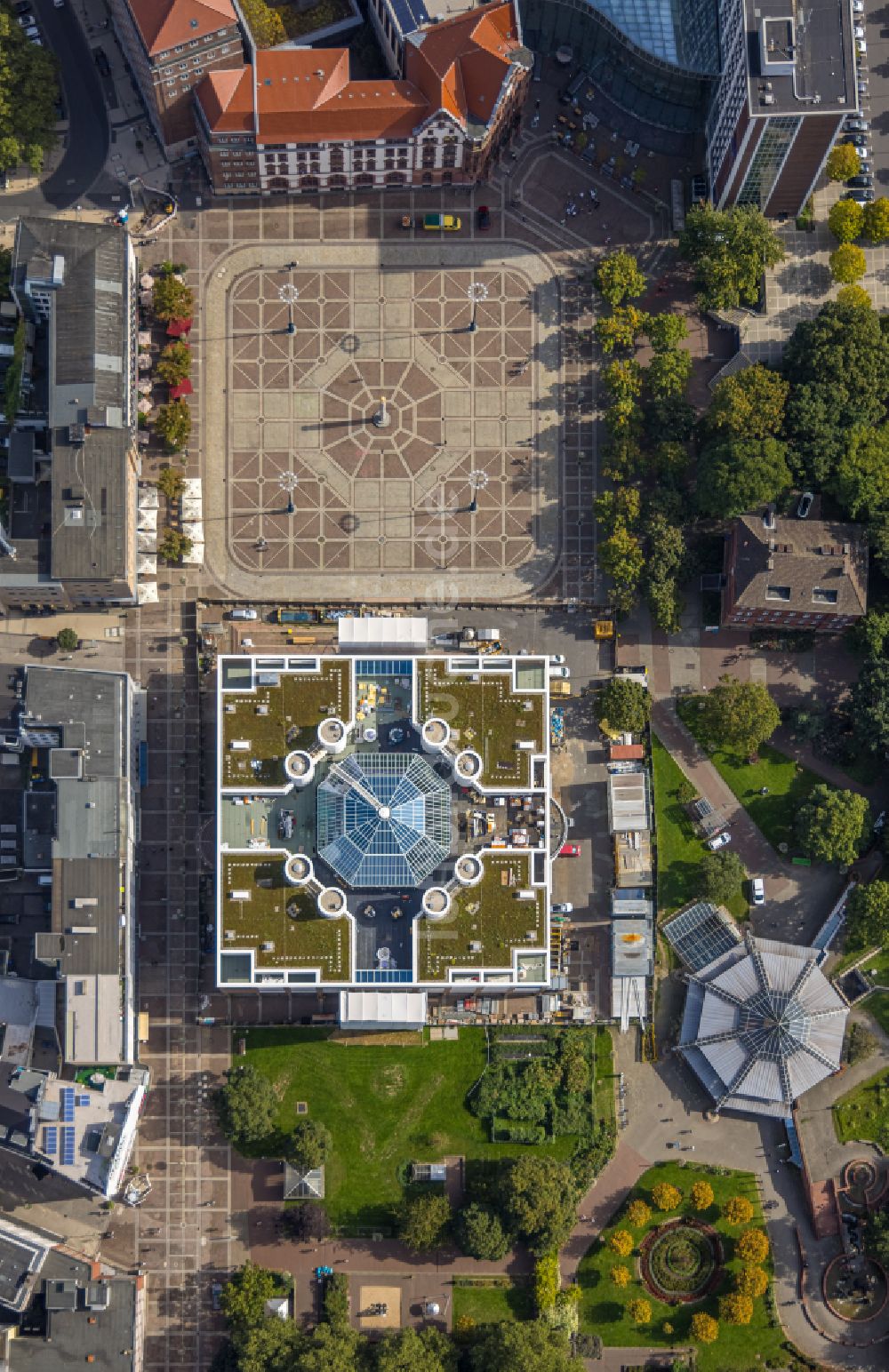 Dortmund von oben - Stadtverwaltung - Rathaus am Marktplatz in Dortmund im Bundesland Nordrhein-Westfalen, Deutschland