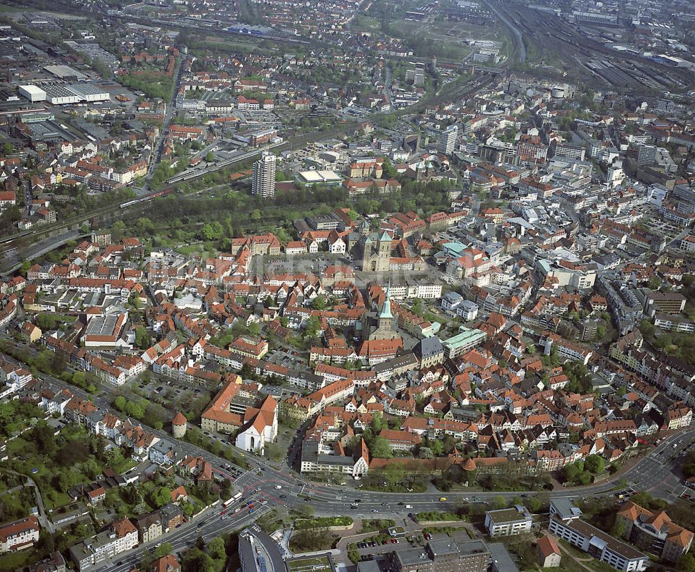 Luftaufnahme Osnabrück - Stadtzentrum und die Altstadt von Osnabrück in Niedersachsen