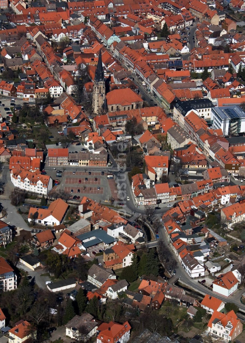 Luftbild Wernigerode - Stadtzentrum mit Altstadt von Wernigerode im Harz im Bundesland Sachsen-Anhalt