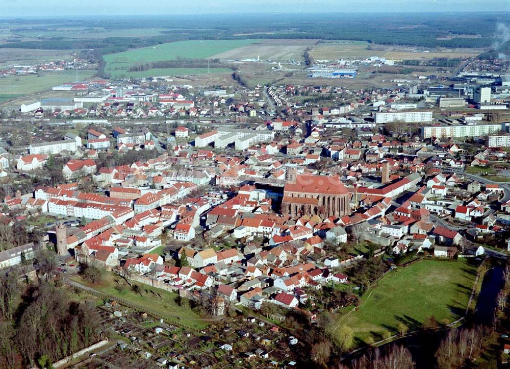 Beeskow aus der Vogelperspektive: Stadtzentrum von Beeskow in Brandenburg.