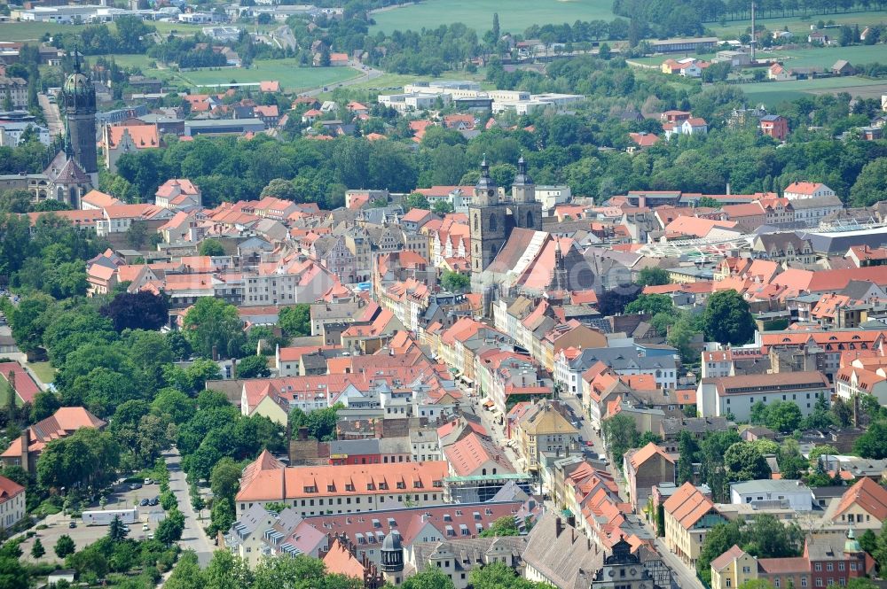 Wittenberg aus der Vogelperspektive: Stadtzentrum im Bereich der Innenstadt von Wittenberg in Sachsen-Anhalt