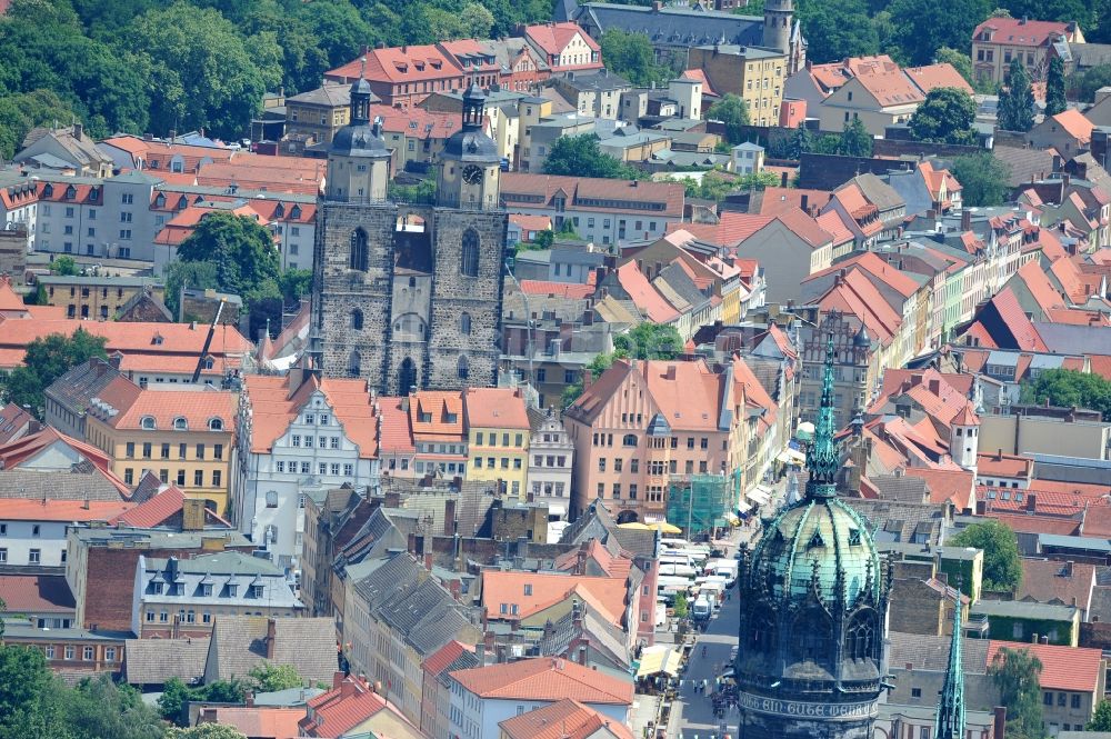 Wittenberg von oben - Stadtzentrum im Bereich der Innenstadt von Wittenberg in Sachsen-Anhalt