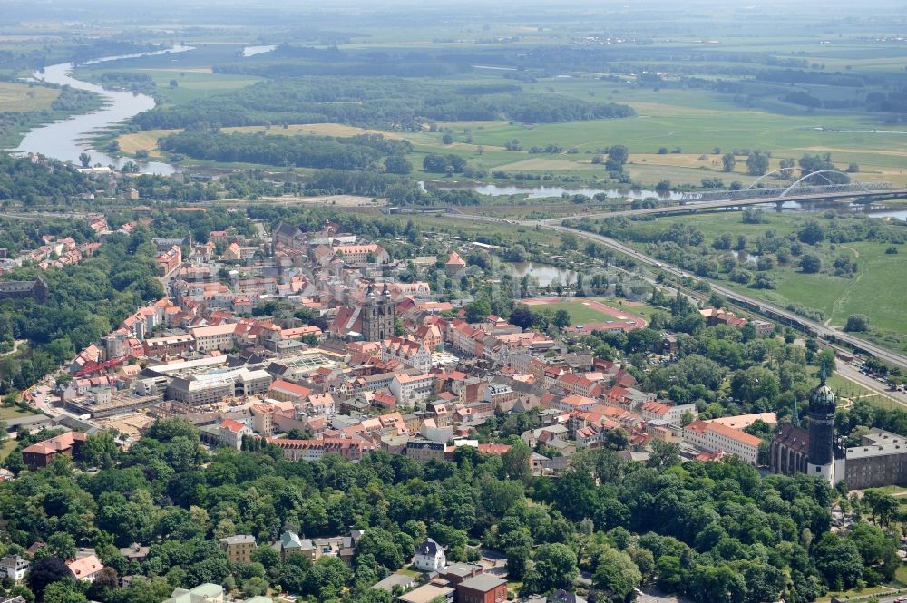 Wittenberg aus der Vogelperspektive: Stadtzentrum im Bereich der Innenstadt von Wittenberg in Sachsen-Anhalt