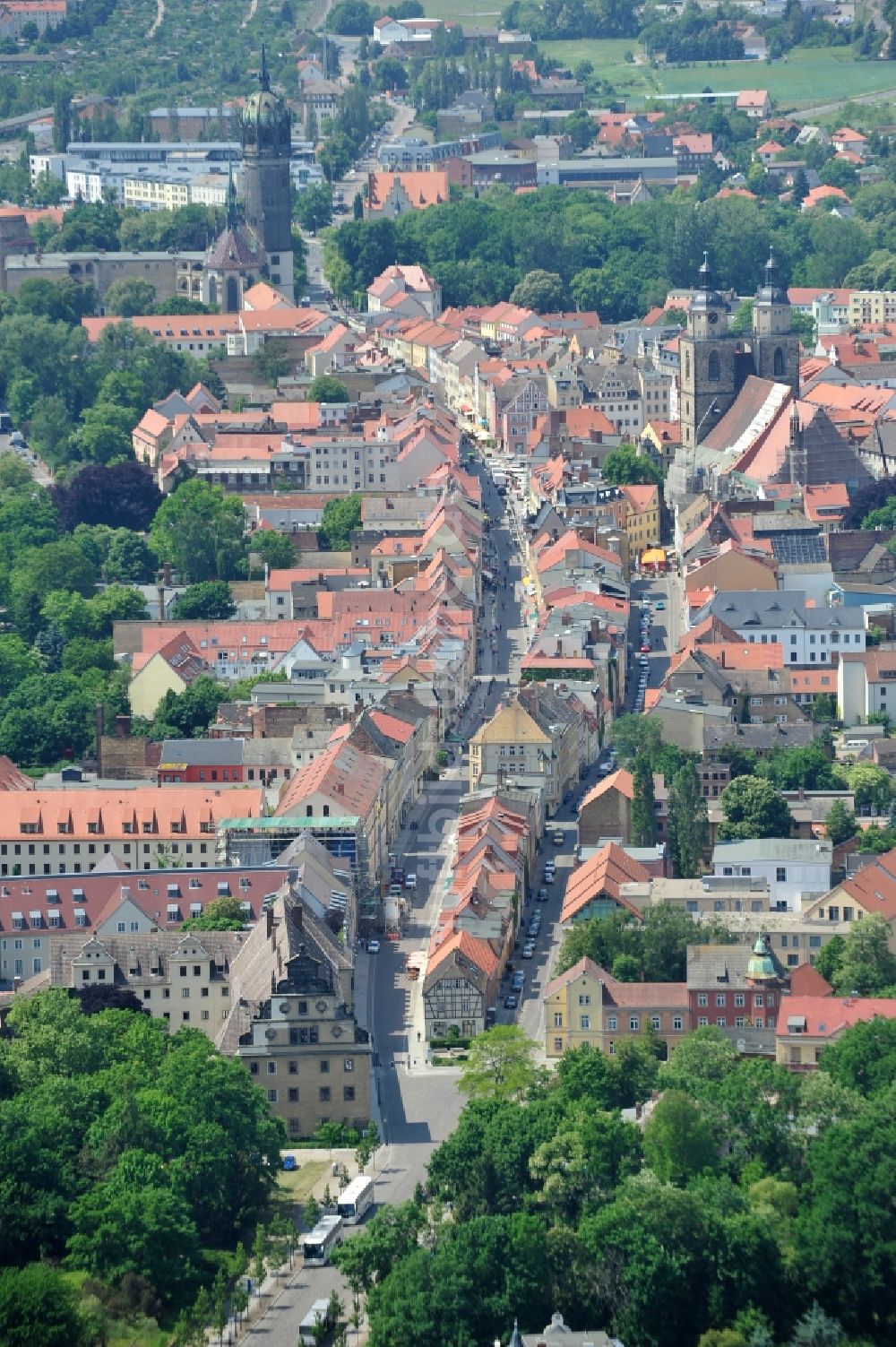 Luftaufnahme Wittenberg - Stadtzentrum im Bereich der Innenstadt von Wittenberg in Sachsen-Anhalt