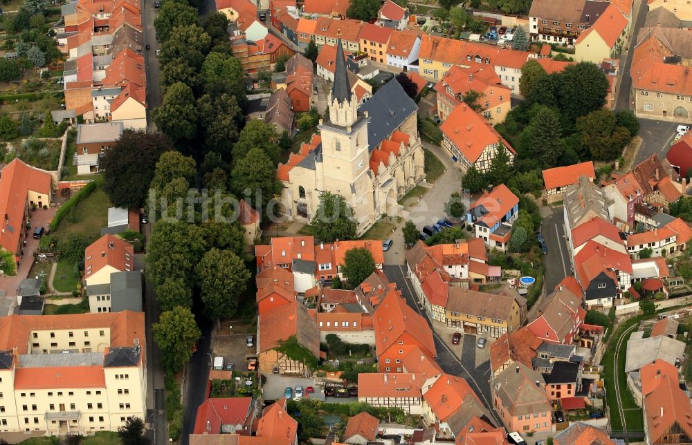 Luftbild Bad Langensalza - Stadtzentrum mit Berg- Kirche St. Stephan in Bad Langensalza in Thüringen