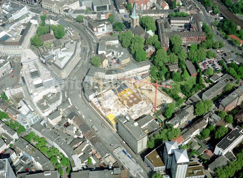 Bochum von oben - Stadtzentrum von Bochum mit Büro- und Geschäftshausbaustellen