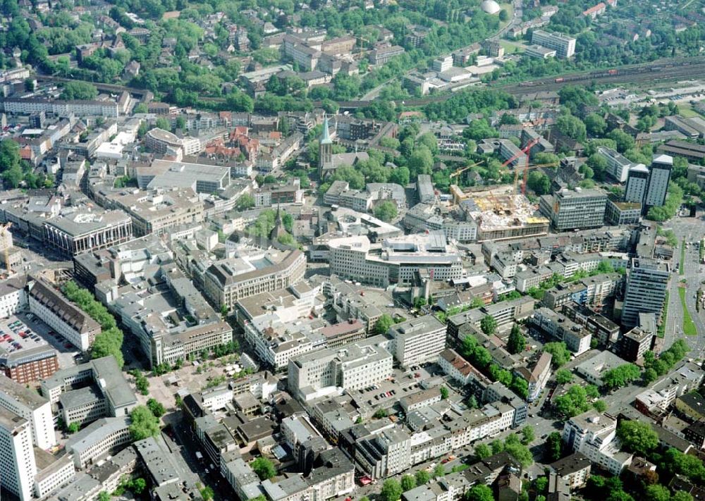 Luftbild Bochum - Stadtzentrum von Bochum mit Büro- und Geschäftshausbaustellen