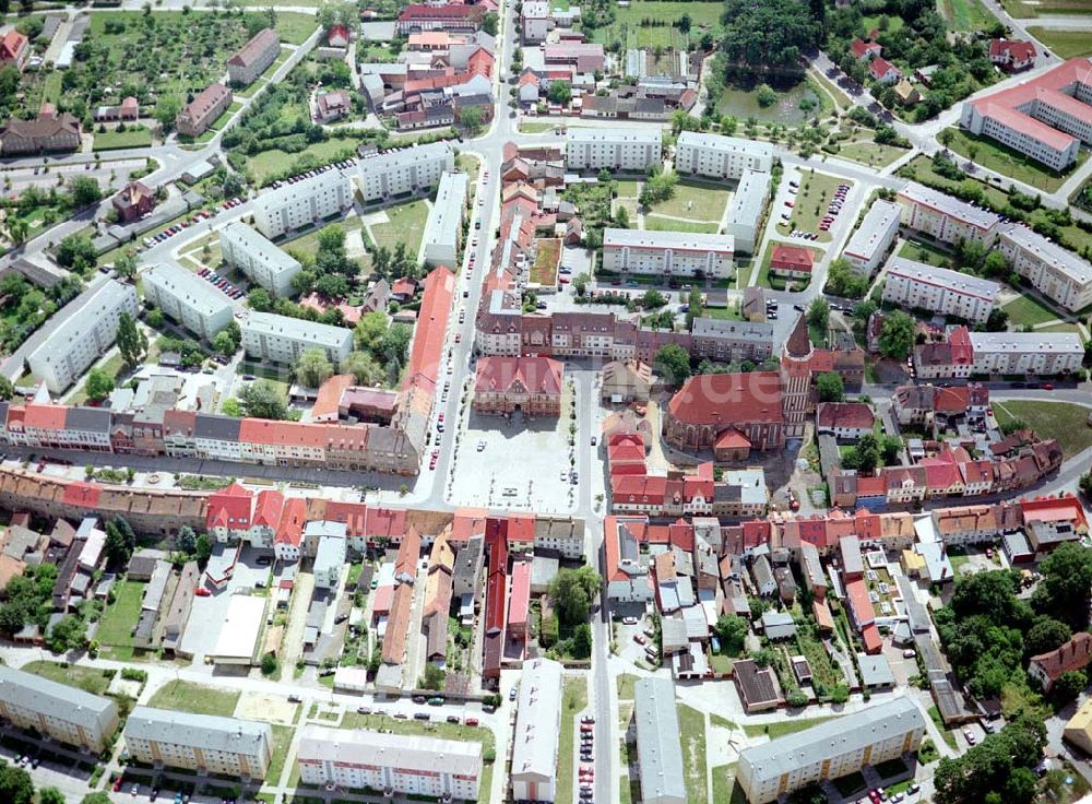 Calau / Brandenburg von oben - Stadtzentrum von Calau.