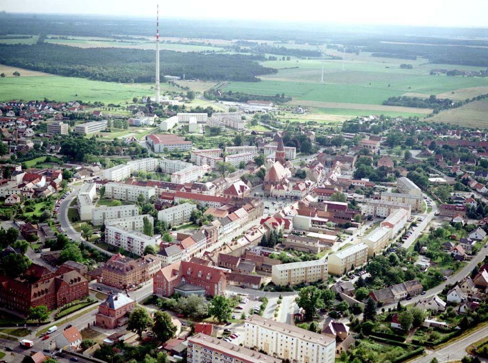 Luftbild Calau - Stadtzentrum von Calau in Brandenburg.