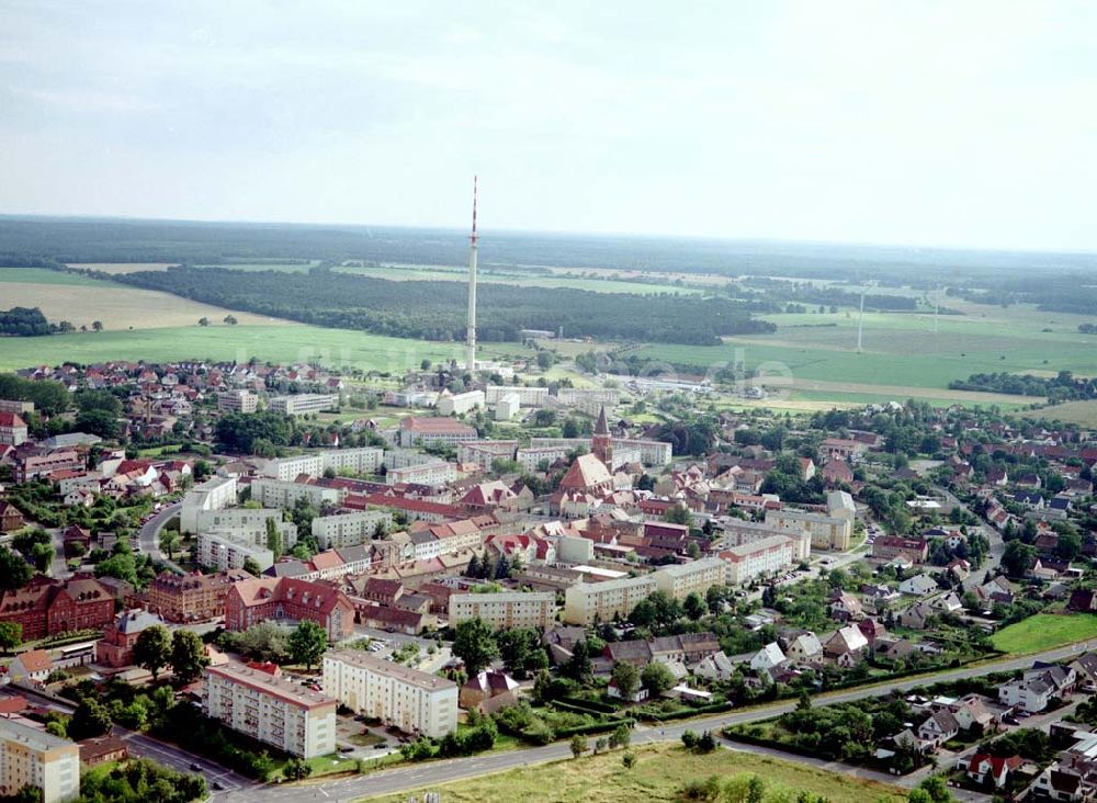 Luftaufnahme Calau - Stadtzentrum von Calau in Brandenburg.