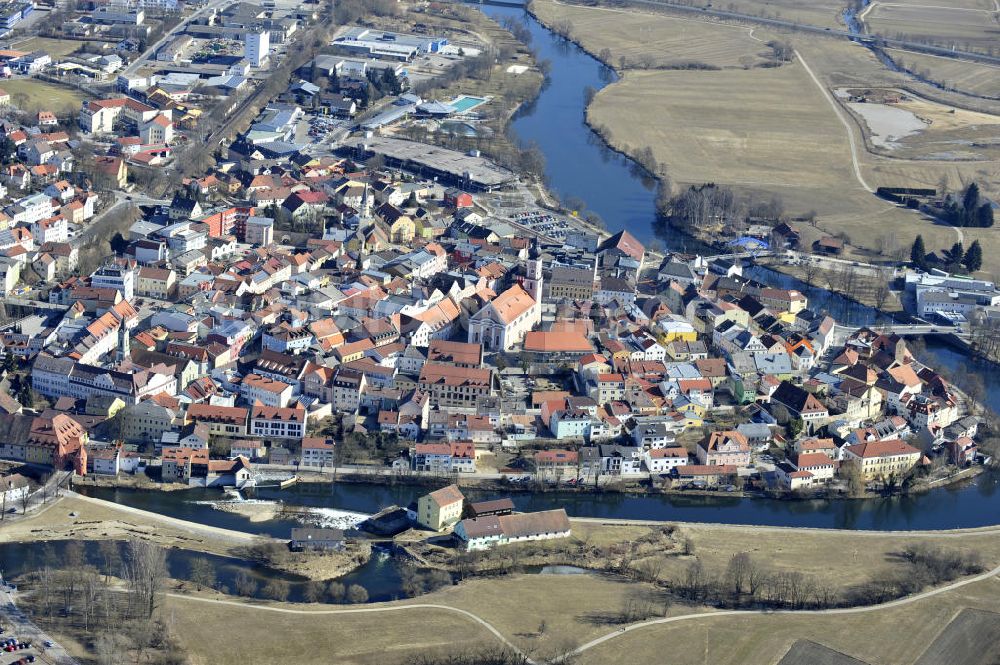 Luftbild Cham - Stadtzentrum von Cham am Regenbogen