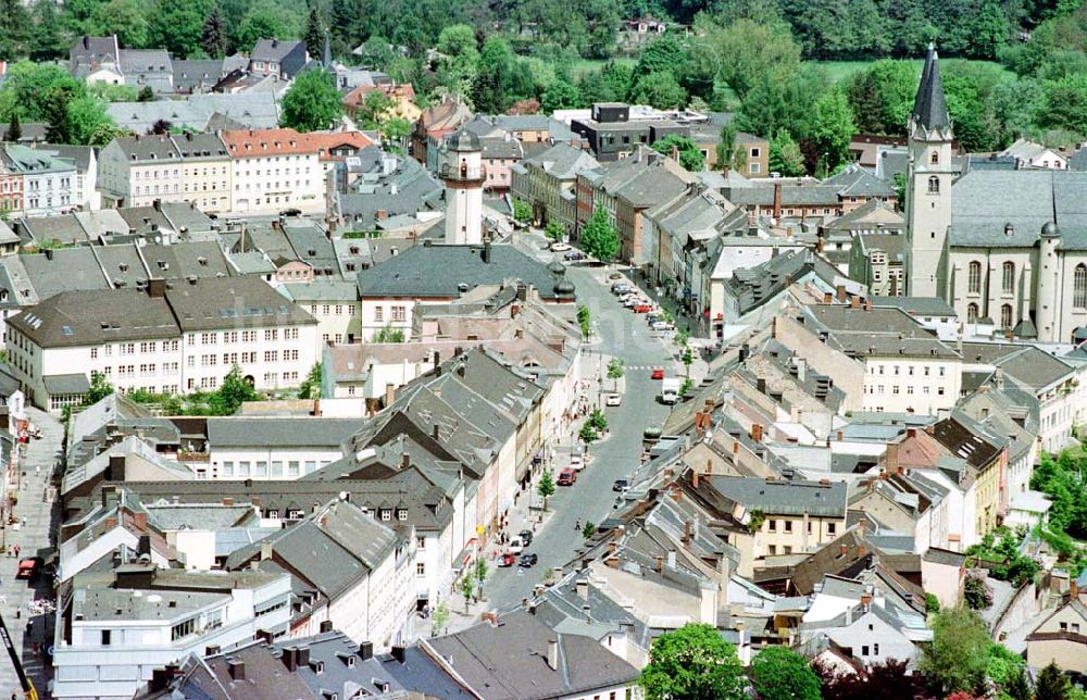 Luftbild Hof / Bayern - Stadtzentrum mit Einkaufsboulevard in Hof.