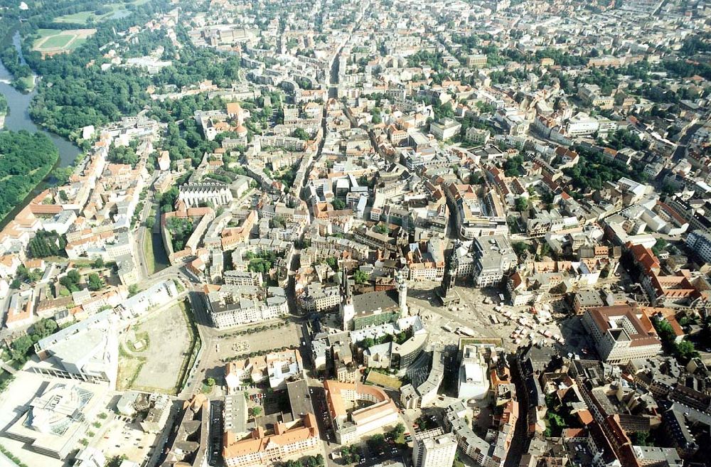 Luftaufnahme Halle / Saale - Stadtzentrum von Halle an der Saale in SA.