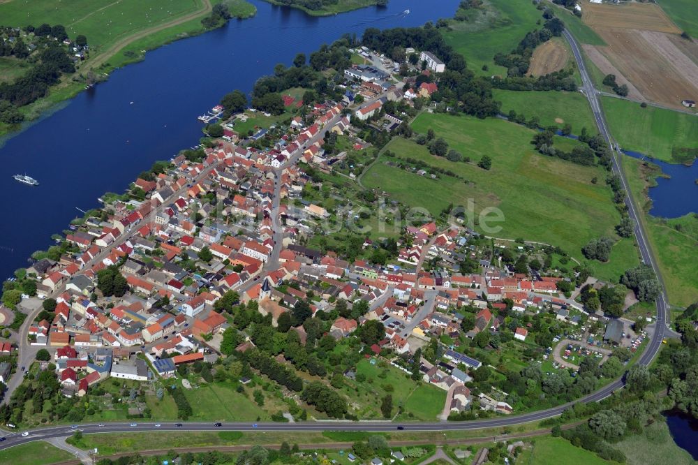 Luftaufnahme Havelsee - Stadtzentrum von Havelsee am Ufer der Havel und am Pritzerber See im Bundesland Brandenburg