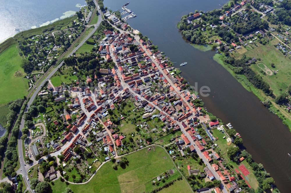 Luftbild Havelsee - Stadtzentrum von Havelsee am Ufer der Havel und am Pritzerber See im Bundesland Brandenburg