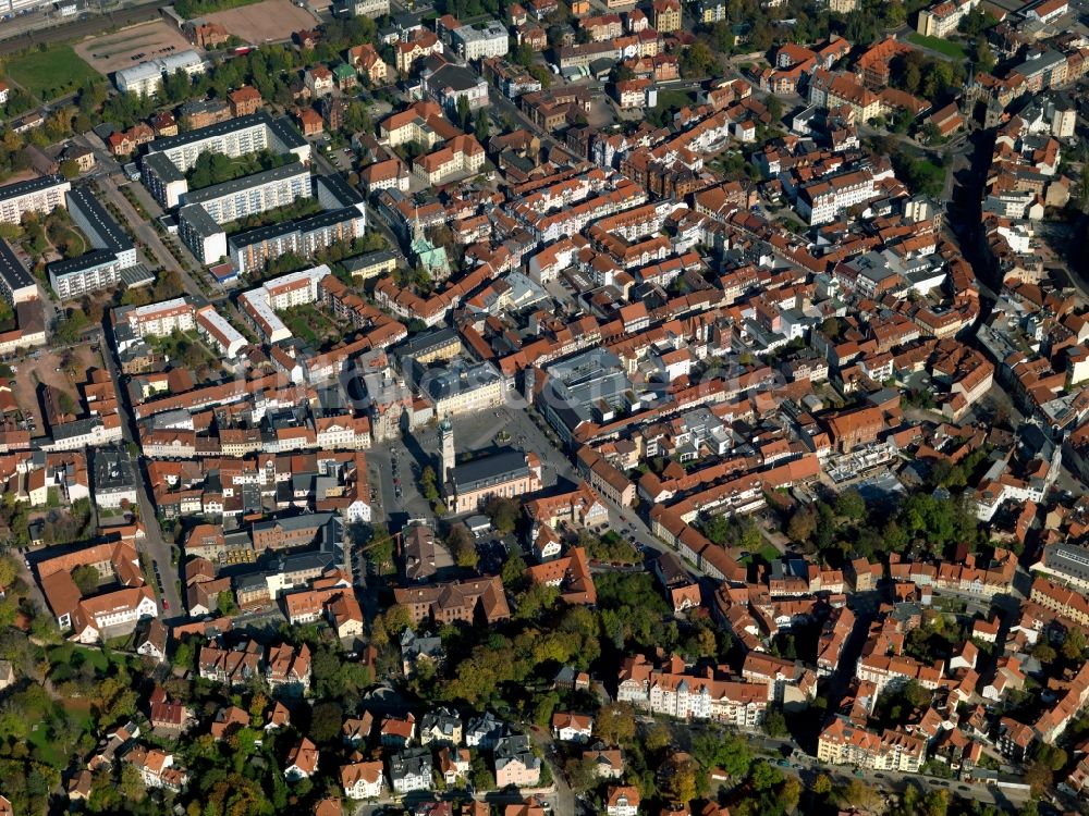 Luftaufnahme Eisenach - Stadtzentrum mit der Innenstadt von Eisenach in Thüringen