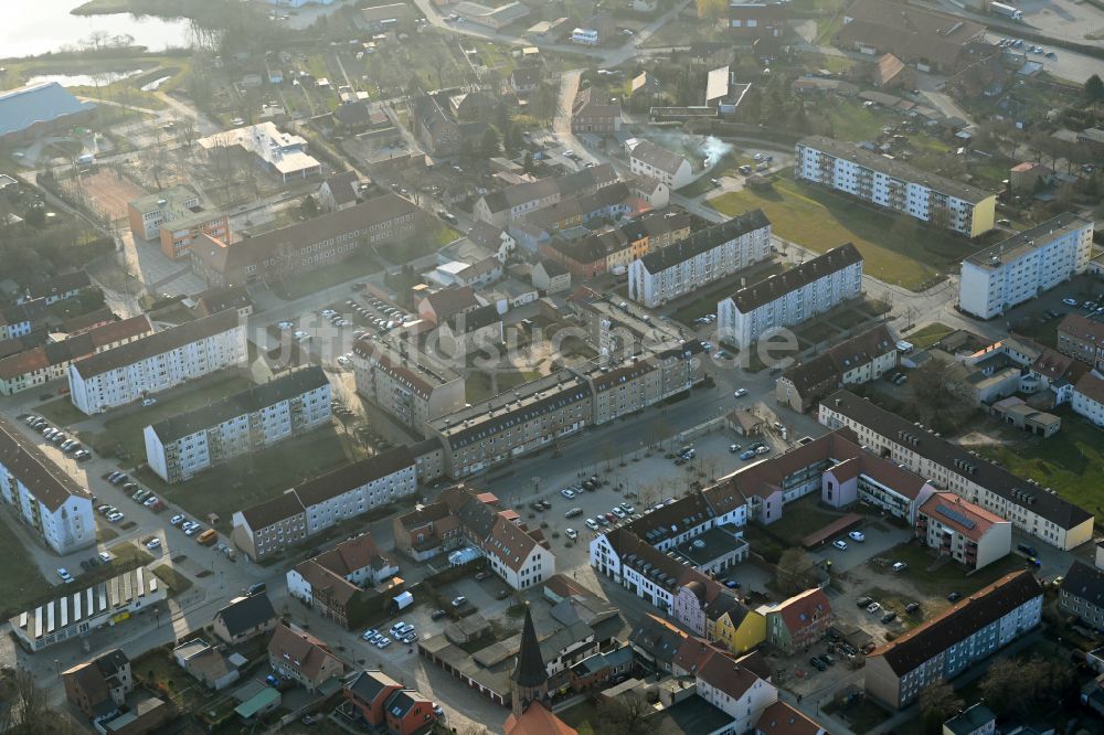 Luftaufnahme Woldegk - Stadtzentrum der Innenstadt in Woldegk im Bundesland Mecklenburg-Vorpommern, Deutschland